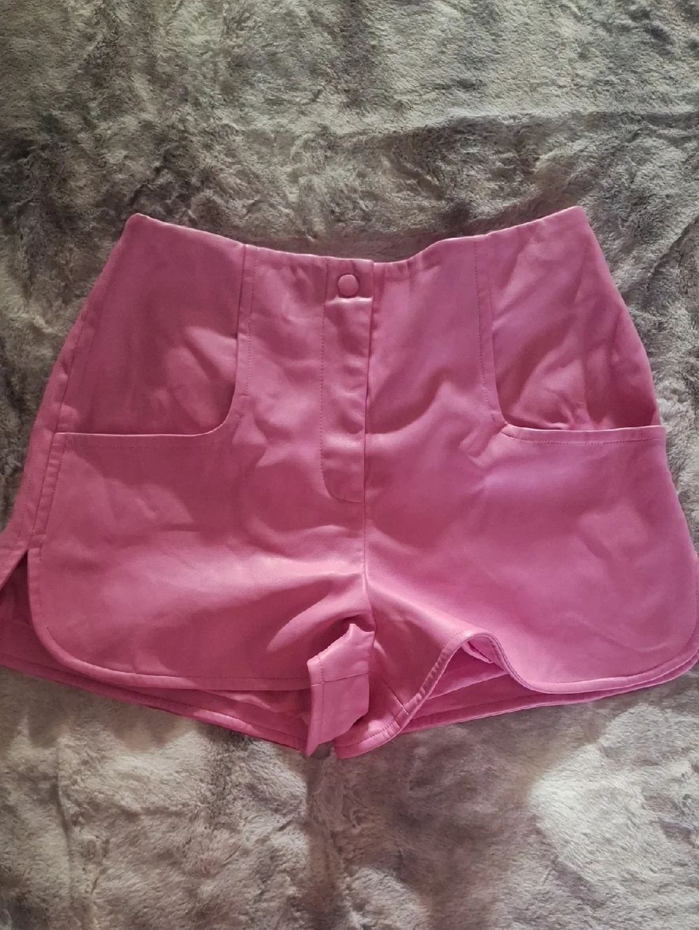 Alexis High-Waist Leather-Look Pink Shorts